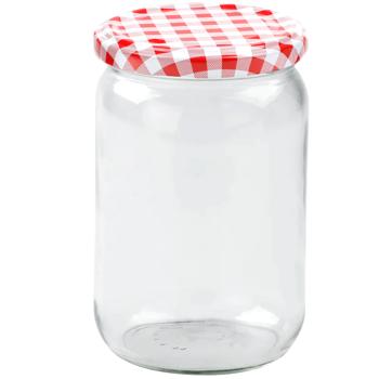 Preview: set of 12 preserving jars - 720ml with screw lid (check pattern) - Practical mason jars ideal for preserving jam & as storage jars