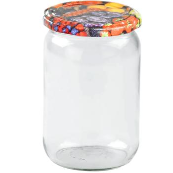 Preview: set di 4 vasetti per conserve - 720 ml con coperchio a vite (motivo frutta) - Pratici vasetti da muratore ideali per conservare la marmellata e come vasetti di stoccaggio