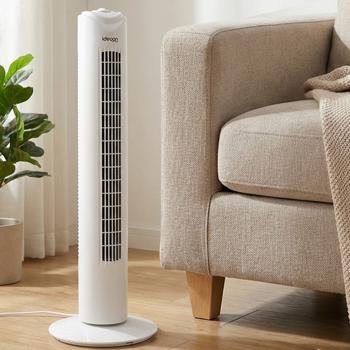 Effective tower fan: 3 speeds & swivel modes, 45 watts, fresh air in the living room, bedroom & office