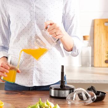 Preview: Zitruspresse elektrisch, 40W, 700ml, Schwarz-Silber: Perfekt für Orangensaft, Zitronensaft, Limettensaft, Leistungsstark und schnelle Reinigung