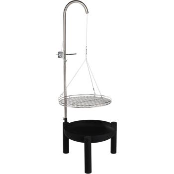 Preview: Robusto barbecue girevole con griglia in acciaio inox e vasca per il fuoco, perfetto per le serate al barbecue e per i falò Preview: Robusto barbecue girevole con griglia in acciaio inox e vasca per il fuoco, perfetto per le serate al barbecue e per i falò