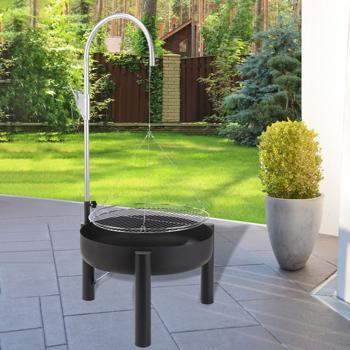 Preview: Robusto barbecue girevole con griglia in acciaio inox e vasca per il fuoco, perfetto per le serate al barbecue e per i falò Preview: Robusto barbecue girevole con griglia in acciaio inox e vasca per il fuoco, perfetto per le serate al barbecue e per i falò