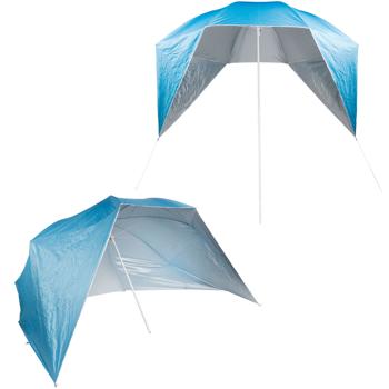 Preview: Robuster Sonnenschirm mit Seitenwänden (Ø 240cm): UV50+ Sonnenschutz & Windschutz, für Garten, Balkon & Strand