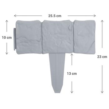 Preview: Bordi per aiuole in look pietra grigia, set da 10: per bordi chiari delle aiuole e giardini ben curati, resistenti alle intemperie, flessibili e durevoli, facili da installare