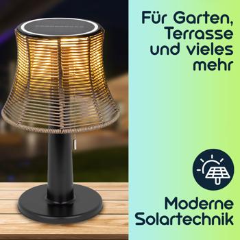 Preview: 2er-Set Retro LED-Solar-Tischlampe mit Lampenschirm in Rattan-Optik , 21 x 33 cm, stimmungsvolle Beleuchtung für Garten & Terrasse, kabellos Preview: 2er-Set Retro LED-Solar-Tischlampe mit Lampenschirm in Rattan-Optik , 21 x 33 cm, stimmungsvolle Beleuchtung für Garten & Terrasse, kabellos