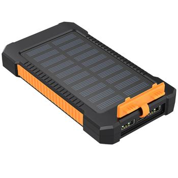 Solar power bank 8,000 mAh IP65: Robust, 2x USB-A, LED light - an outdoor charging station for smartphone & tablet on every tour
