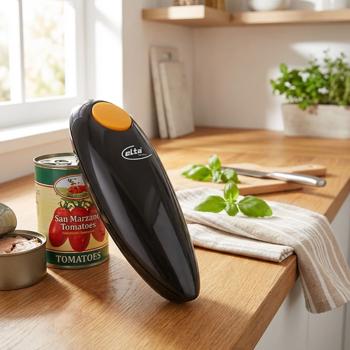 Preview: Electric can opener, black: Effortless opening of cans at the touch of a button, safe, fast & all can sizes, ideal for senior citizens & households