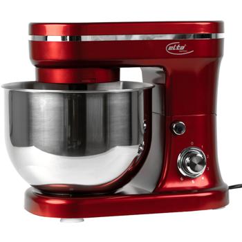 Preview: Robot da cucina di design, elegante rosso-argento, ciotola in acciaio inox da 5 litri, 1200 W - Di alta qualità, moderno e potente, per cuocere, cucinare e altro ancora