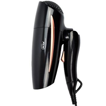 Preview: Klappbarer 1200W Reise-Haartrockner: Schwarz, kompakt & leistungsstark, schnelles Trocknen & einfaches Stylen