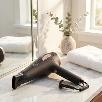 Komfortabler Haarföhn mit Kabeleinzug, 2000 Watt, elegantes schwarz, Haartrockner für professionelles Styling zu Hause mit 3 Heiz- & 2 Gebläsestufen