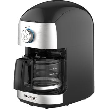 Preview: Elegant coffee maker for coffee powder and coffee beans, 0.5 l: Integrated stainless steel grinder, various grinding degrees, for aromatic coffee enjoyment