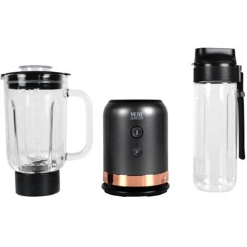 Preview: Mixer Premium 2in1 da portare con sé, 0,6L, 350W: per frullati e shake a casa e in viaggio, oro rosa antracite, elegante e compatto