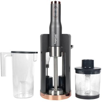 Preview: Premium 800W Stabmixer-Set, anthrazit-roségold: Schneebesen, Kartoffelstampfer & Pürierstab, Multifunktional für Hobbyköche & Profis