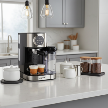 Siebträger Espressomaschine mit Milchaufschäumer & Farbdisplay – Kaffeemaschine 15 bar, 1470W, 1.7L Wassertank, schwarz