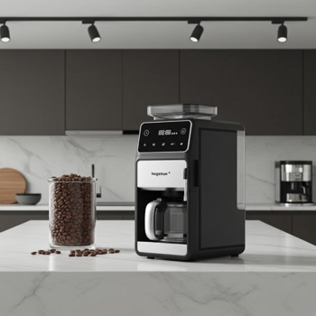 Preview: Premium Kaffeemaschine mit Flach-Mahlwerk, 1,5 l: verschiedene Mahlgrade, stylisch und robust für frisch gemahlenen und aromatischen Kaffeegenuss