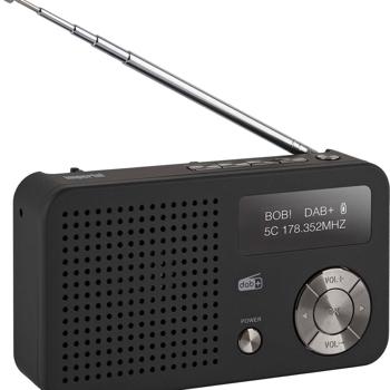 Preview: Classic DAB+ & FM portable radio, black, with alarm clock, crystal clear reception & long battery life