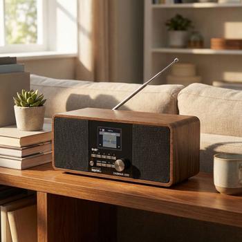 Multifunktionales WLAN-Internetradio in Holzoptik, DAB+ & UK Stereo, USB, & Spotify Connect für grenzenlosen Musikgenuss