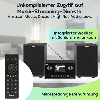 Preview: Edle Hi-Fi Kompaktanlage mit CD, DAB+ & Internetradio – Musik-System mit Bluetooth 5.1, WLAN & externen Lautsprechern (2x20W)