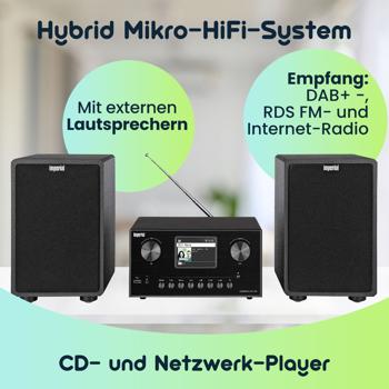 Preview: Edle Hi-Fi Kompaktanlage mit CD, DAB+ & Internetradio – Musik-System mit Bluetooth 5.1, WLAN & externen Lautsprechern (2x20W)