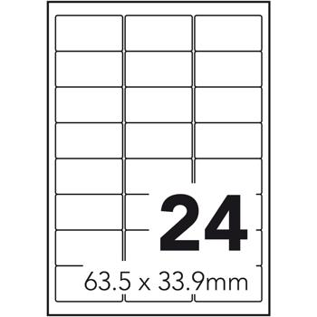 Preview: Étiquettes adhésives universelles - Très adhérentes, séchage rapide, résistantes à l‘essuyage - 63.5x33.9 mm, 50 feuilles / 1200 étiquettes blanches