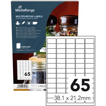 Universal adhesive labels, highly adhesive, 30.1 x 21.2 mm, 50 sheets / 3250 labels, white