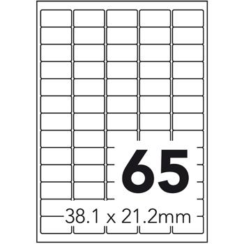 Preview: Étiquettes Adhésives Universelles - 3250 Étiquettes, Séchage Rapide & Résistant - Compatibles Imprimantes Jet d’Encre/Laser, Copieurs - 38.1x21.2mm - 50 Feuilles Blanches