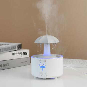 Preview: Aroma diffuser 300 ml with rain lamp – umbrella design, 7-color LED, timer & remote control, humidifier for aromatherapy & a calming atmosphere