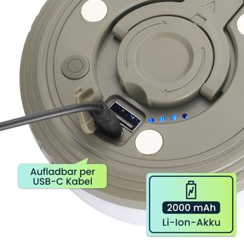 Preview: 3er-Set 2in1 Campinglampe mit Lichterkette, 10m, aufrollbar, Akku, 5 Lichtmodi, IPX4