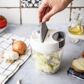 Preview: Pulley multi-chopper, 900 ml, white-grey, onion slicer for effortless chopping of vegetables, herbs & nuts