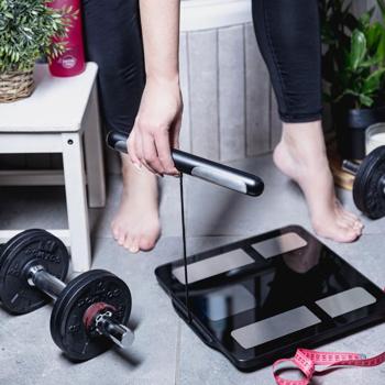 Preview: Pèse-personne professionnel - Analyse corporelle complète, IMC, graisse, muscle, os - Bluetooth, App MovingLife, écran LCD couleur, 180kg