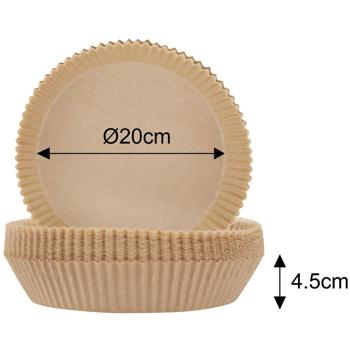 Preview: Reinforced baking paper inserts for hot air fryers, 100pcs, Ø 20 cm, non-stick, heat-resistant & precise fit, for clean & easy frying