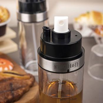 Preview: Präzise 2-in-1 Sprühflasche für Öl und Essig 150ml, für Küche & BBQ – Feine Zerstäubung oder gleichmässiges Auftragen, Edelstahl und Glas