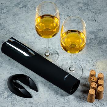 Preview: Electric corkscrew, matt black, incl. foil knife, effortless opening of wine bottles, stylish design