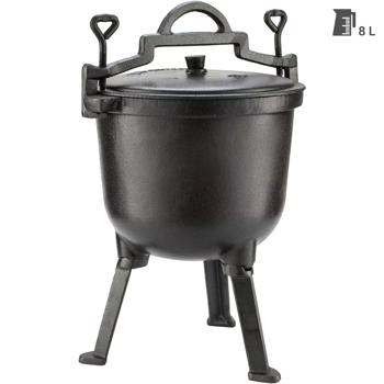 Preview: Pentola da campeggio in ghisa (8L): pentola da campeggio, nera, coperchio per una rapida cottura a vapore - robusta, versatile, per cucinare all‘aperto Preview: Pentola da campeggio in ghisa (8L): pentola da campeggio, nera, coperchio per una rapida cottura a vapore - robusta, versatile, per cucinare all‘aperto