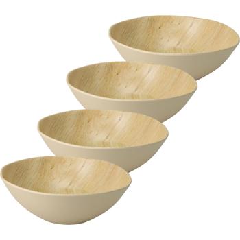 4er-Set Bruchfeste Melamin-Schale in Holzoptik-Design, 18 x 6 cm - Leichte Schale für Snacks, Obst, Müsli, Salat u.v.m. Für Camping, Picknick & Alltag
