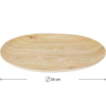 Preview: set of 2 Stylish melamine plates in wood-effect design, 26 cm - Perfect for camping, picnics and at home - break-resistant, robust and lightweight