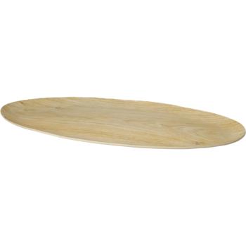 Preview: set of 2 oval melamine serving platters in wood-effect design, 43 x 20 x 1.6 cm - Perfect for camping, picnics and at home - break-resistant, robust and lightweight