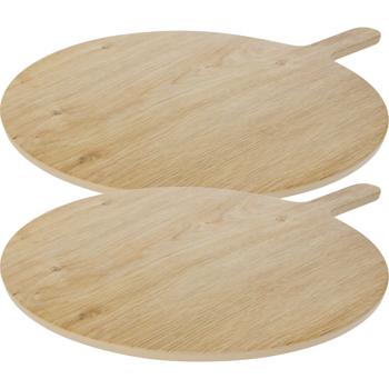 2er-Set Servierplatte mit Griff aus Melamin, in Holzoptik-Design, 54 x 41 x 1,2 cm – Perfekt für Camping, Picknick und Zuhause – bruchfest, robust und leicht
