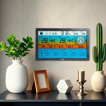 Preview: Station météo Wi‑Fi sans fil avec écran couleur XXL – tendance météo sur 5 jours, thermomètre/hygromètre, particules fines et indice UV, baromètre, application Tuya