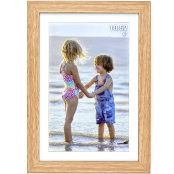 Preview: Digital photo frame in elegant frame in light wood look with app control & worldwide picture upload, 10.1‘‘, for vivid memories