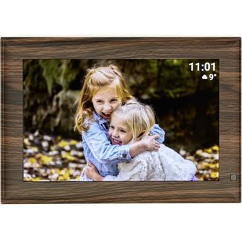 Preview: Digital photo frame in elegant wood look with app control & worldwide picture upload, 10.1‘‘, for vivid memories, modern & user-friendly