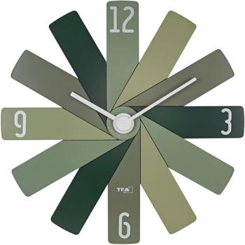 Preview: Orologio da parete di design CLOCK IN THE BOX, dimensioni: Ø 40 cm, verde: Moderna decorazione da parete e richiamo visivo, silenzioso e di alta qualità, per soggiorno e cucina