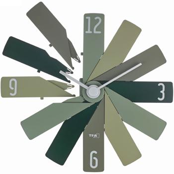 Preview: Orologio da parete di design CLOCK IN THE BOX, dimensioni: Ø 40 cm, verde: Moderna decorazione da parete e richiamo visivo, silenzioso e di alta qualità, per soggiorno e cucina