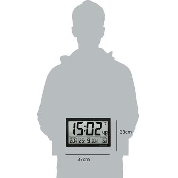 Preview: Moderne XL-Digitaluhr mit Aussen-/Innentemperatur & grossem Display, präzise, modern & gut ablesbar, für Haus, Büro und Küche