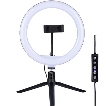 Preview: Profi LED Ringlicht mit Handyhalterung und Stativ, 150 LEDs, Ø 26 cm: Perfekt für TikTok, YouTube & Videocalls