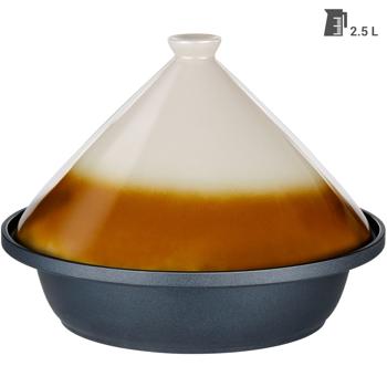 Preview: Tagine tradizionale (tajine) con coperchio in ceramica, 2,5 litri, Ø 30 cm: per brasare delicatamente e preparare piatti aromatici, cucina marocchina
