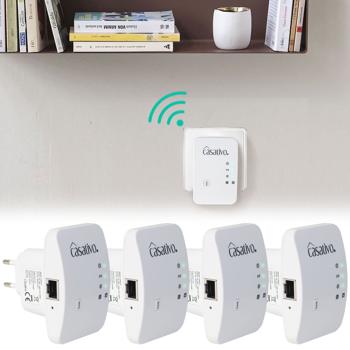 4er-Set Mini-WLAN-Repeater mit WPS-Funktion, 300 Mbit/s, LAN-Anschluss & 2,4 GHz, Verstärkt das WLAN-Signal & erweitert die Reichweite