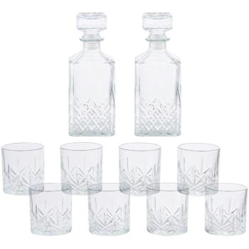 Komplettes Whisky-Set Kristallglas: 2 Karaffen (900ml) & 8 Gläser (350ml) – Hochwertige Ausstattung für Whisky-Liebhaber