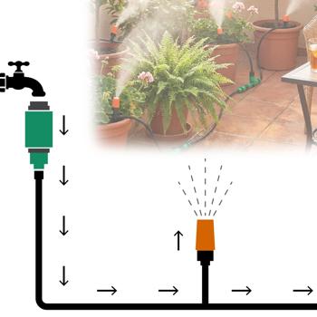Preview: Set irrigazione sprinkler 136 pezzi 40 m: tagliabile, efficiente e a risparmio idrico – irrigazione automatica per piante in giardino e aiuole