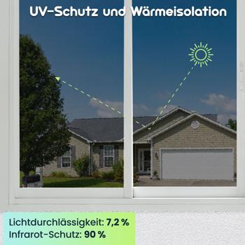 Preview: 2er-Set Sichtschutzfolie grau-matt, 60 x 200 cm - selbstklebende Fensterfolie mit UV-Schutz - hitzereduzierend & ideal für Fenster, Büro & Wohnräume